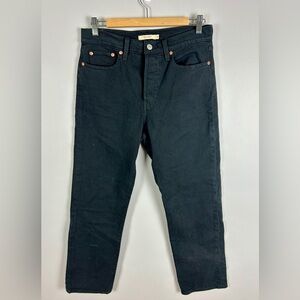 LEVI'S Wedgie Straight Jeans Black 29 High Rise Button Fly Basic Staple Autumn‎